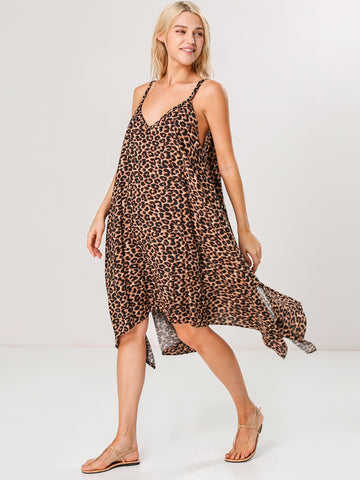 Leopard Long Sleeve Beach Cover Dress